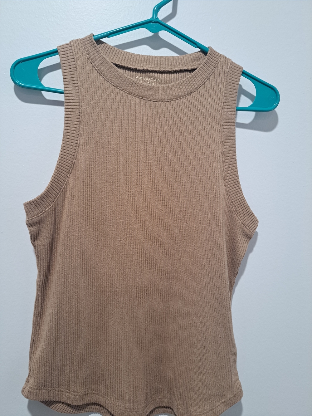 American Eagle Outfitters Ribbed Tank Top in Taupe Beige